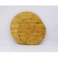 Round bamboo wooden pizza board with groove ,natural bamboo serving cheese bread board